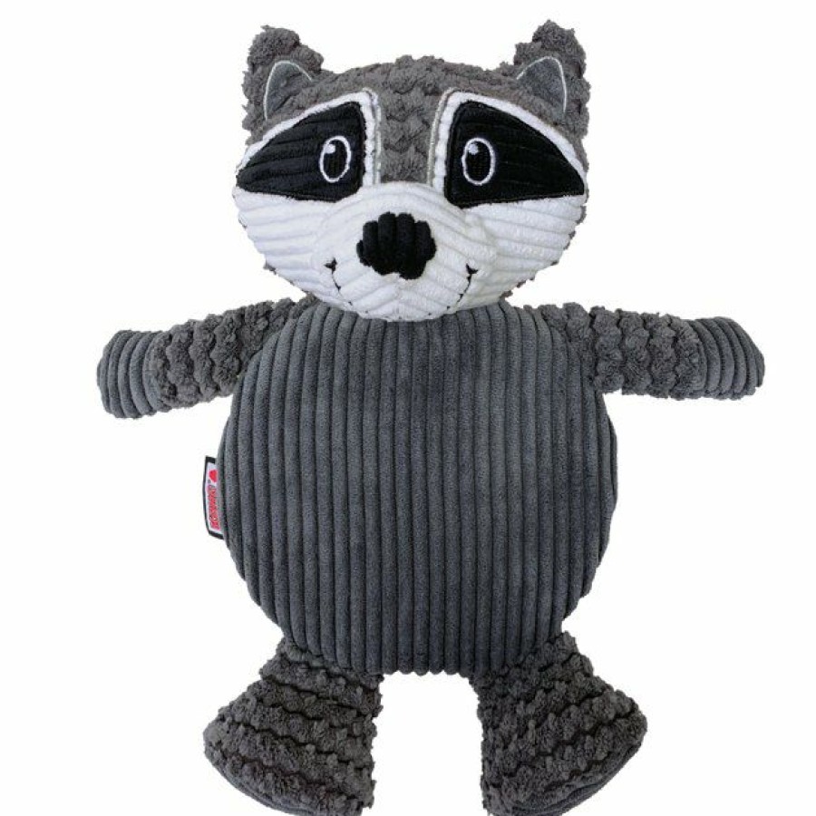 Dog Kong | Kong Low Stuff Crackle Tummiez Raccoon Squeaky Plush Dog Toy, Large