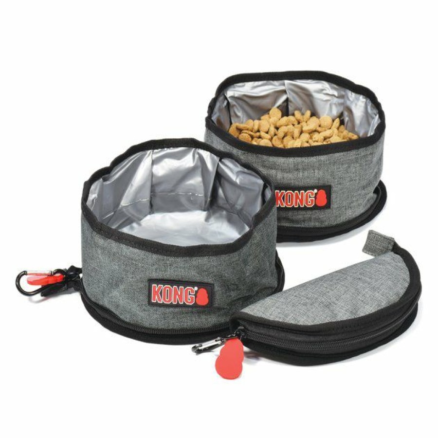 Dog Kong | Kong Fold-Up Dog Bowl, Red & Black, Small