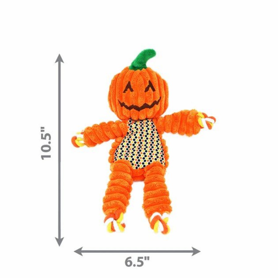 Dog Kong | Kong Halloween Floppy Knots Pumpkin Squeaky Plush Dog Toy, Small/Medium