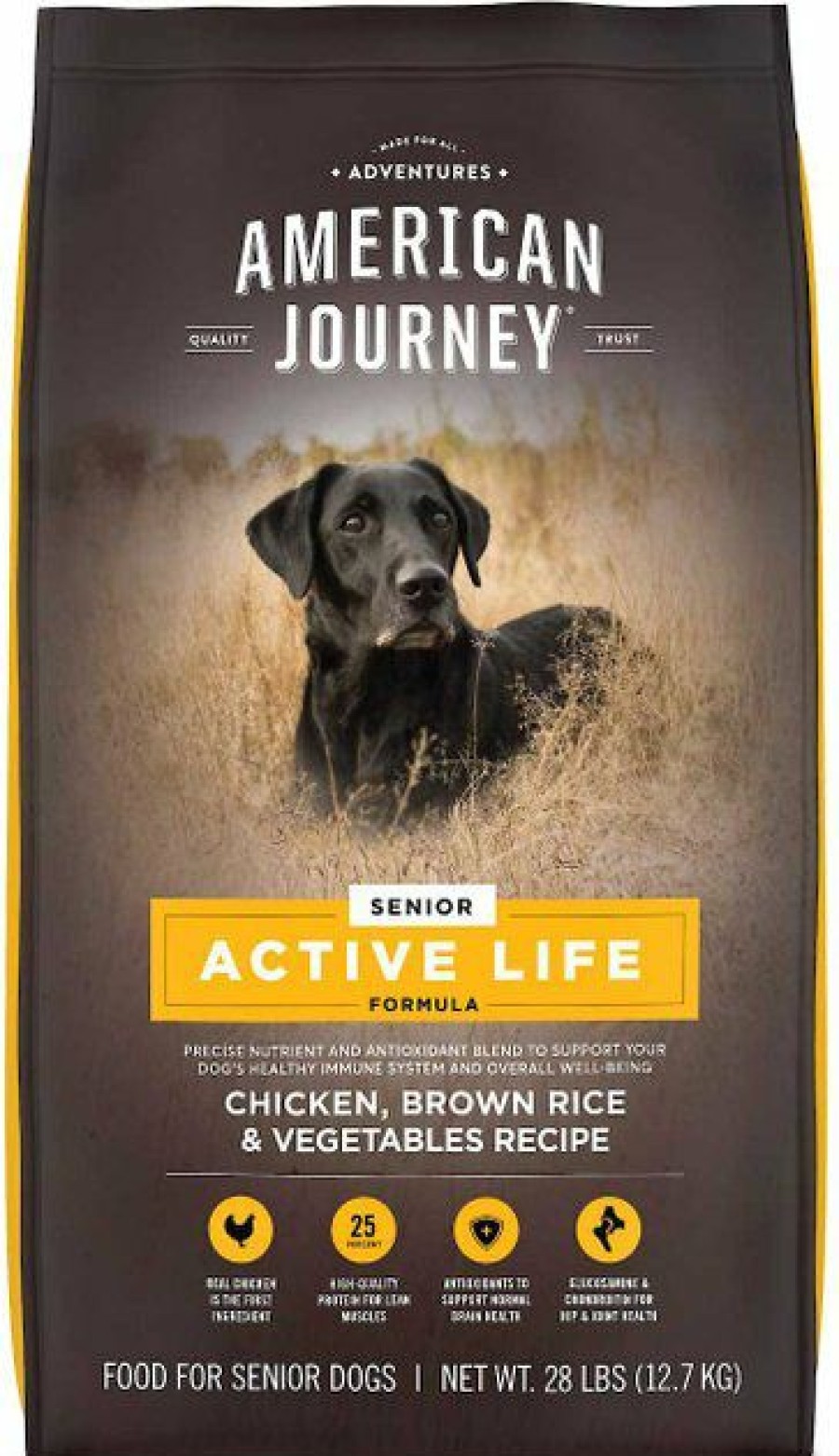 Dog Kong | American Journey||Kong American Journey Active Life Formula Senior Chicken, Brown Rice & Vegetables Recipe Dry Food + Kong Senior Dog Toy, Large