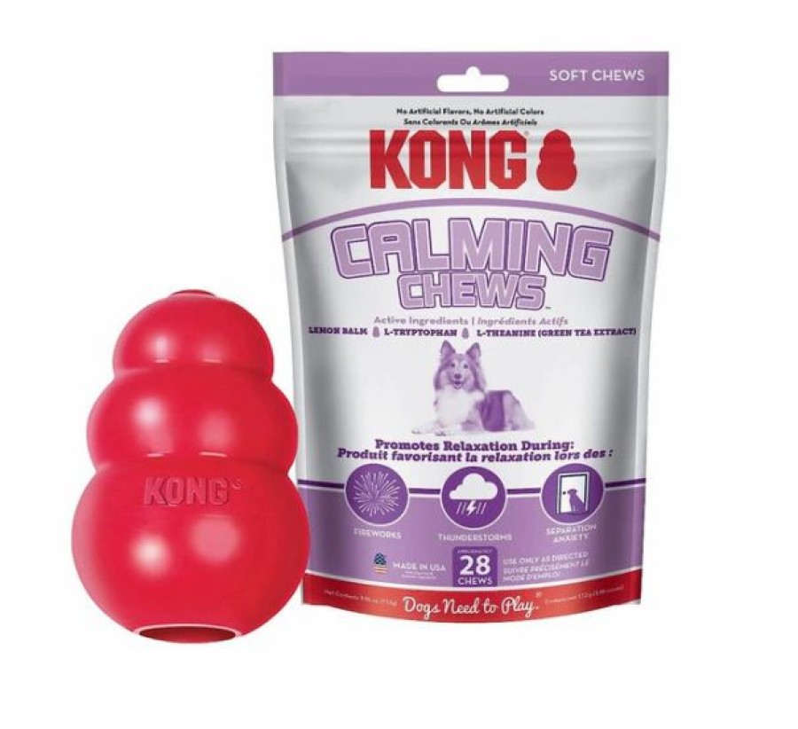 Dog Kong | Kong Classic Toy + Calming Chews Medium & Large Dog Supplement