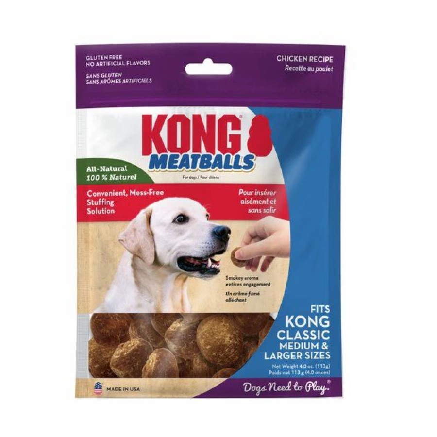 Dog Kong | Kong Meatballs Grain-Free Chicken Dog Treats, 4-Oz Bag