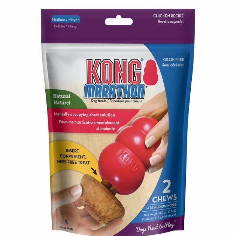 Dog Kong | Kong Marathon Chicken Recipe Grain-Free Dog Medium Chew Treats, 2 Count