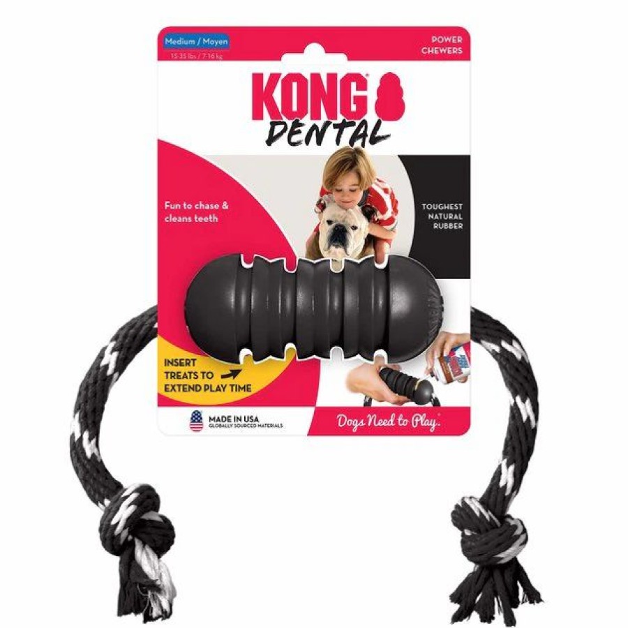 Dog Kong | Kong Dental Dog Chew Toy With Rope, Medium