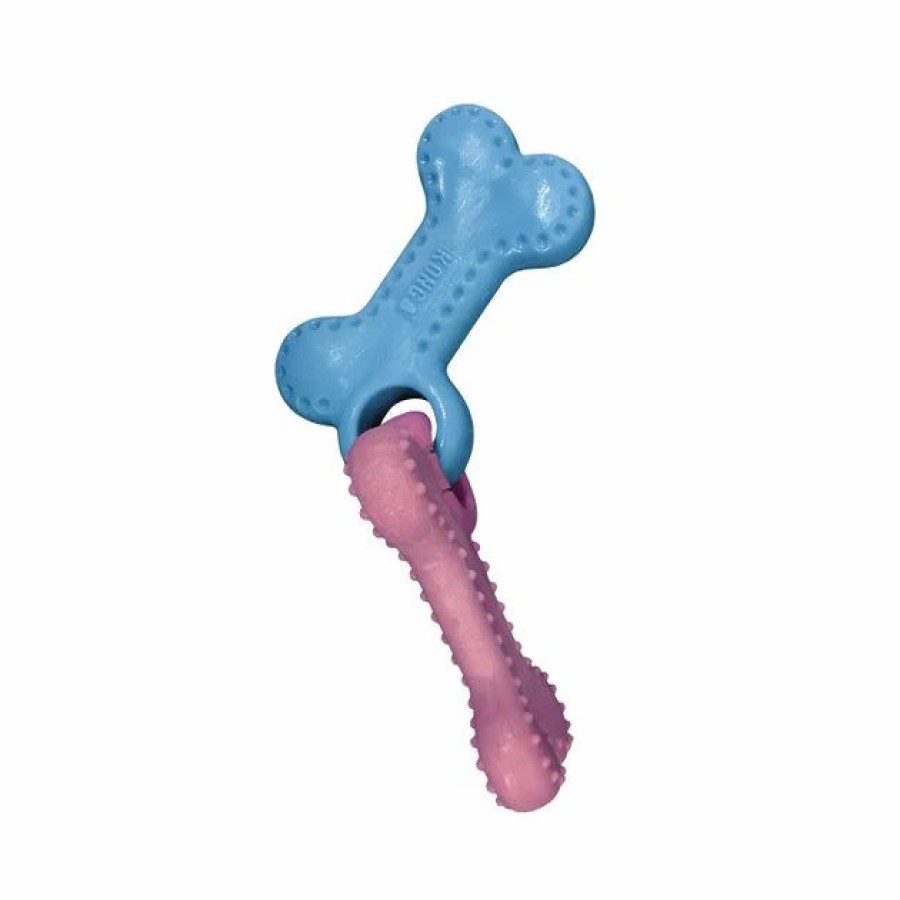 Dog Kong | Kong Chewstix Puppy Linked Bones, Pink/Blue