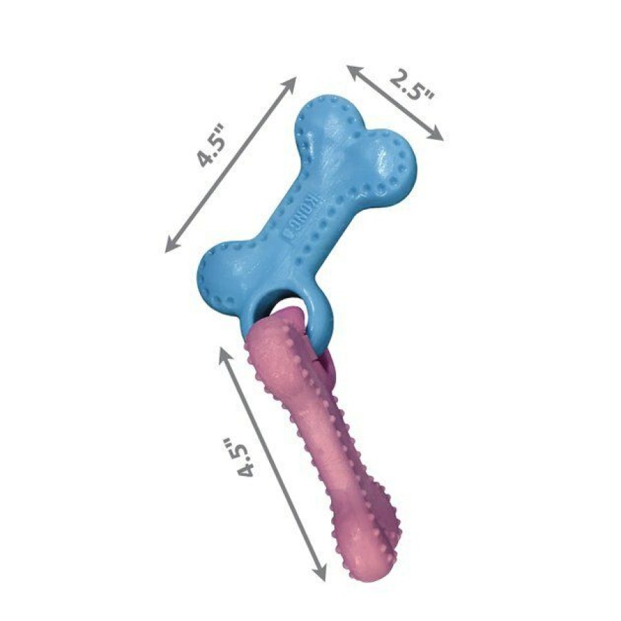 Dog Kong | Kong Chewstix Puppy Linked Bones, Pink/Blue