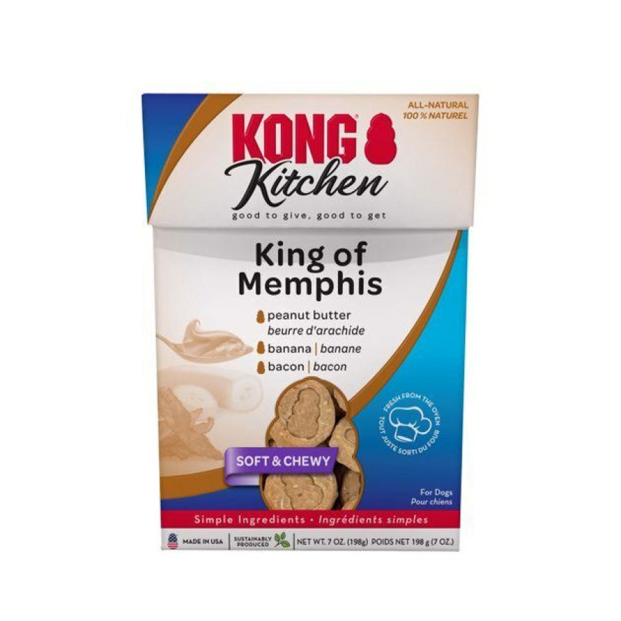 Dog Kong | Kong Kitchen King Of Memphis Grain-Free Bacon & Peanut Butter Chewy Dog Treats, 7-Oz Box