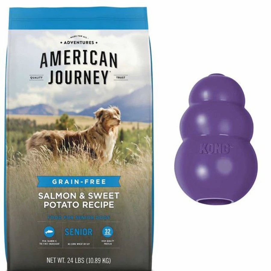 Dog Kong | American Journey||Kong American Journey Senior Salmon & Sweet Potato Recipe Grain-Free Dry Food + Kong Senior Dog Toy, Large