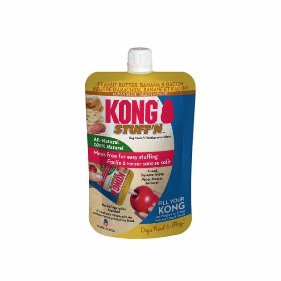 Dog Kong | Kong Stuff'N Peanut Butter, Banana & Bacon Lickable Dog Treat, 6-Oz Pouch