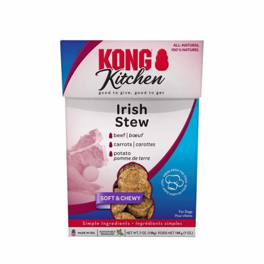 Dog Kong | Kong Kitchen Irish Stew Grain-Free Beef Chewy Dog Treats, 7-Oz Box