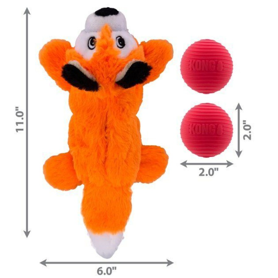 Dog Kong | Kong Cozie Pocketz Fox Dog Toy, Orange