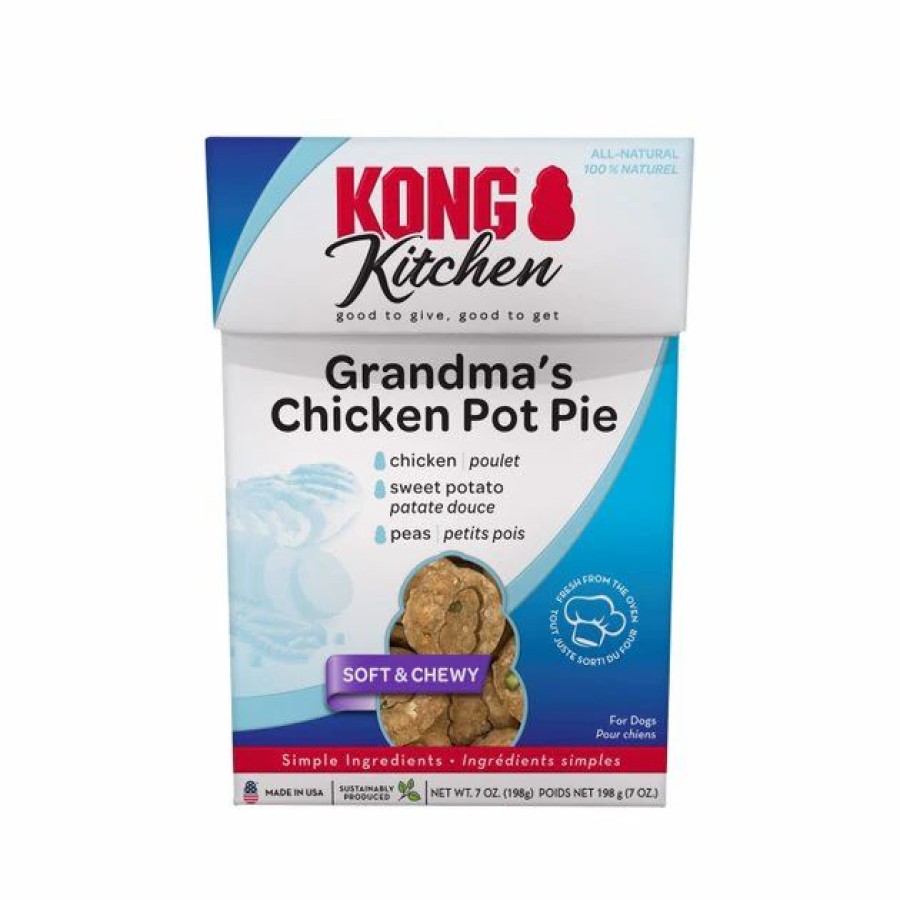 Dog Kong | Kong Kitchen Grandma'S Grain-Free Chicken Pot Pie Chewy Dog Treats, 7-Oz Box