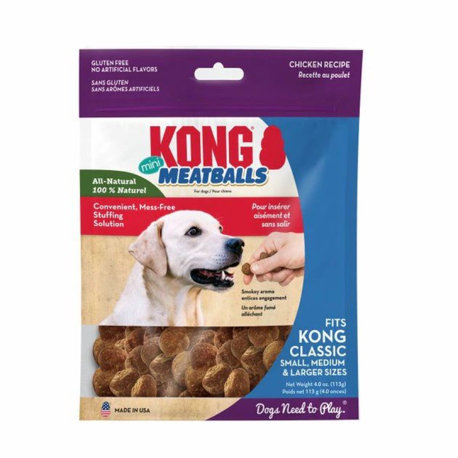 Dog Kong | Kong Meatballs Mini Grain-Free Chicken Dog Treats, 4-Oz Bag