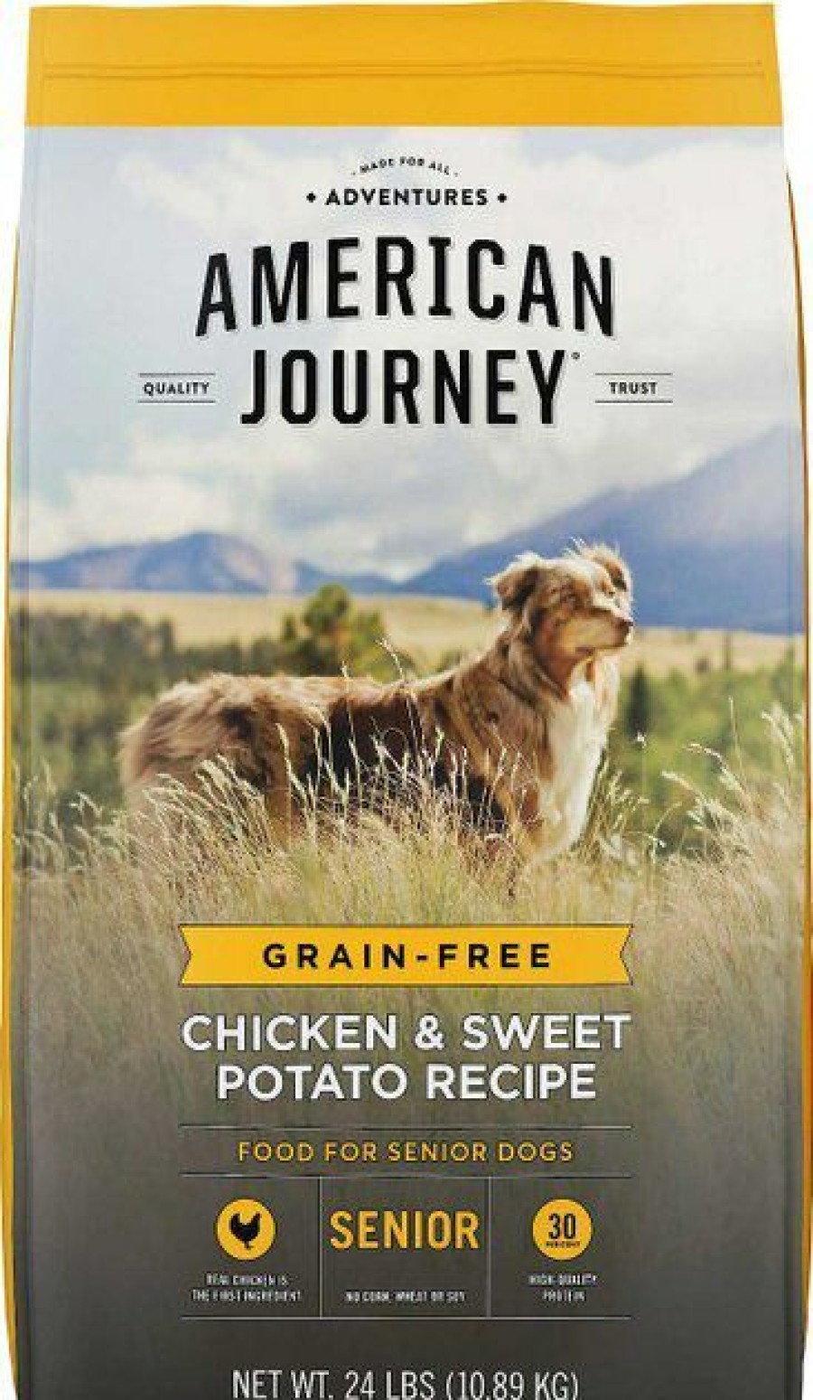 Dog Kong | American Journey||Kong American Journey Senior Chicken & Sweet Potato Recipe Grain-Free Dry Food + Kong Senior Dog Toy, Large