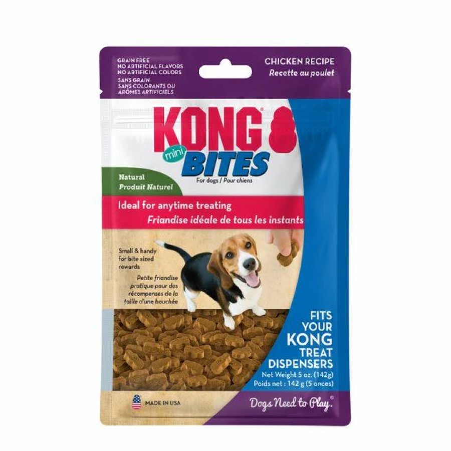 Dog Kong | Kong Mini Bites Chicken Recipe Grain-Free Dog Treats, 5-Oz Pouch