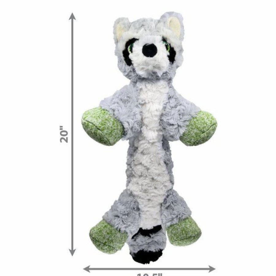 Dog Kong | Kong Low Stuff Flopzie Raccoon Squeaky Plush Dog Toy, Medium