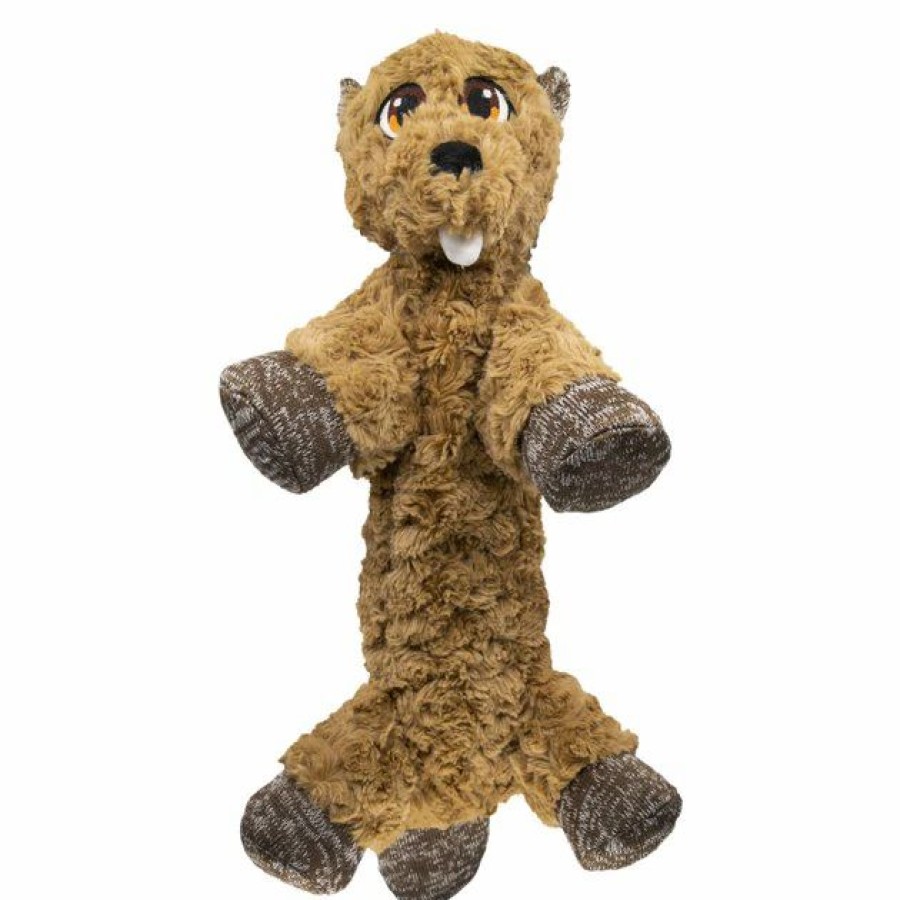 Dog Kong | Kong Low Stuff Flopzie Beaver Squeaky Plush Dog Toy, Medium