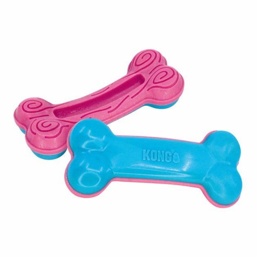 Dog Kong | Kong Chewstix Puppy Curve Bone, Pink/Blue