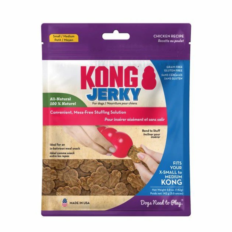 Dog Kong | Kong Jerky Chicken Recipe Grain-Free Dog Small/Medium Treats, 5-Oz Pouch