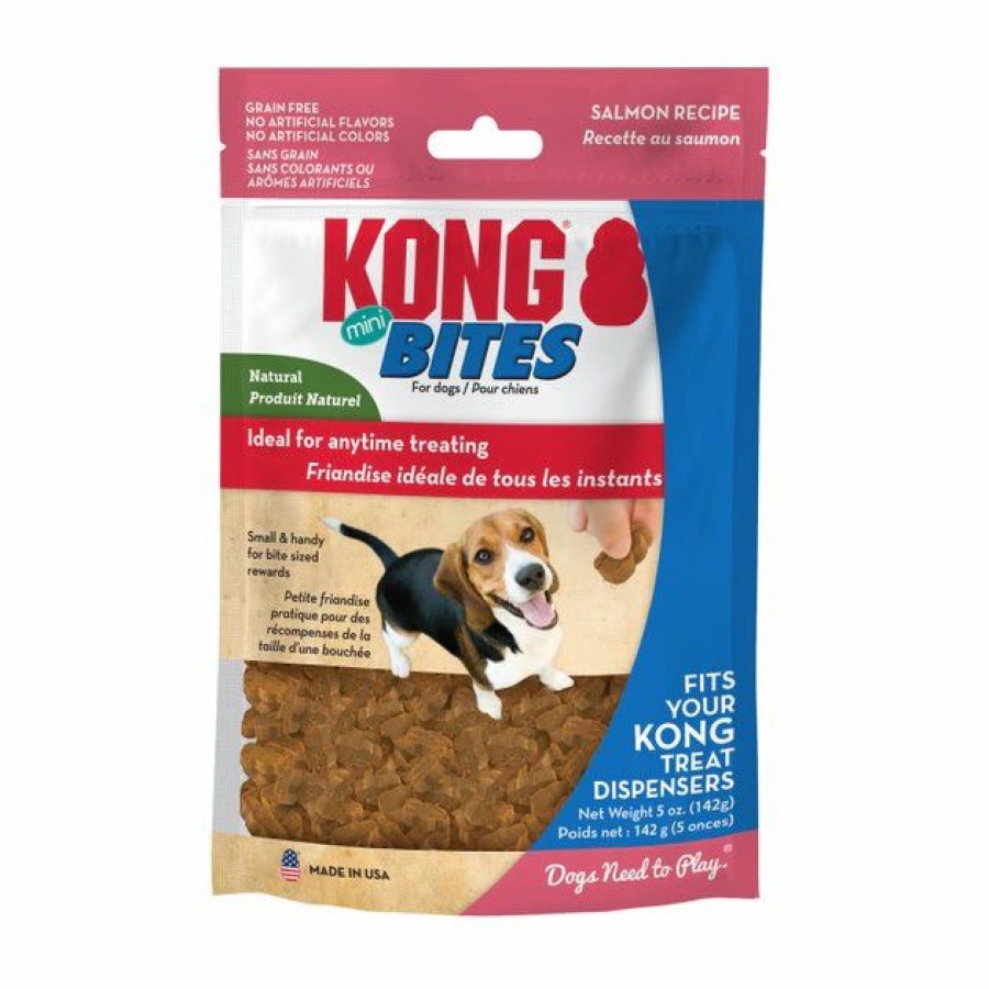 Dog Kong | Kong Bites Mini Grain-Free Salmon Dog Treats, 5-Oz Bag