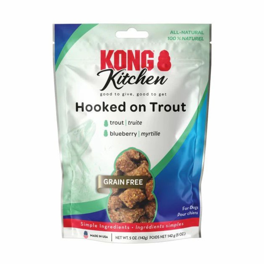 Dog Kong | Kong Kitchen Hooked On Trout Grain-Free Cod Chewy Dog Treats, 5-Oz Box