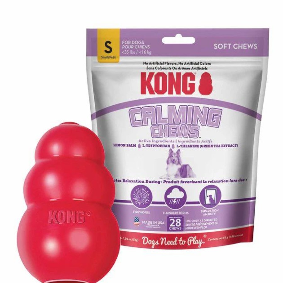 Dog Kong | Kong Classic Toy + Calming Chews Small Dog Supplement