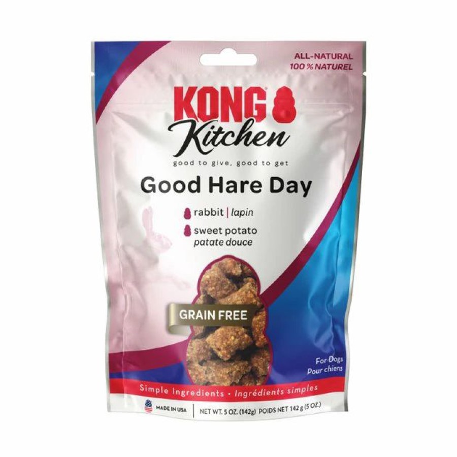 Dog Kong | Kong Kitchen Good Hare Day Grain-Free Rabbit Chewy Dog Treats, 5-Oz Box