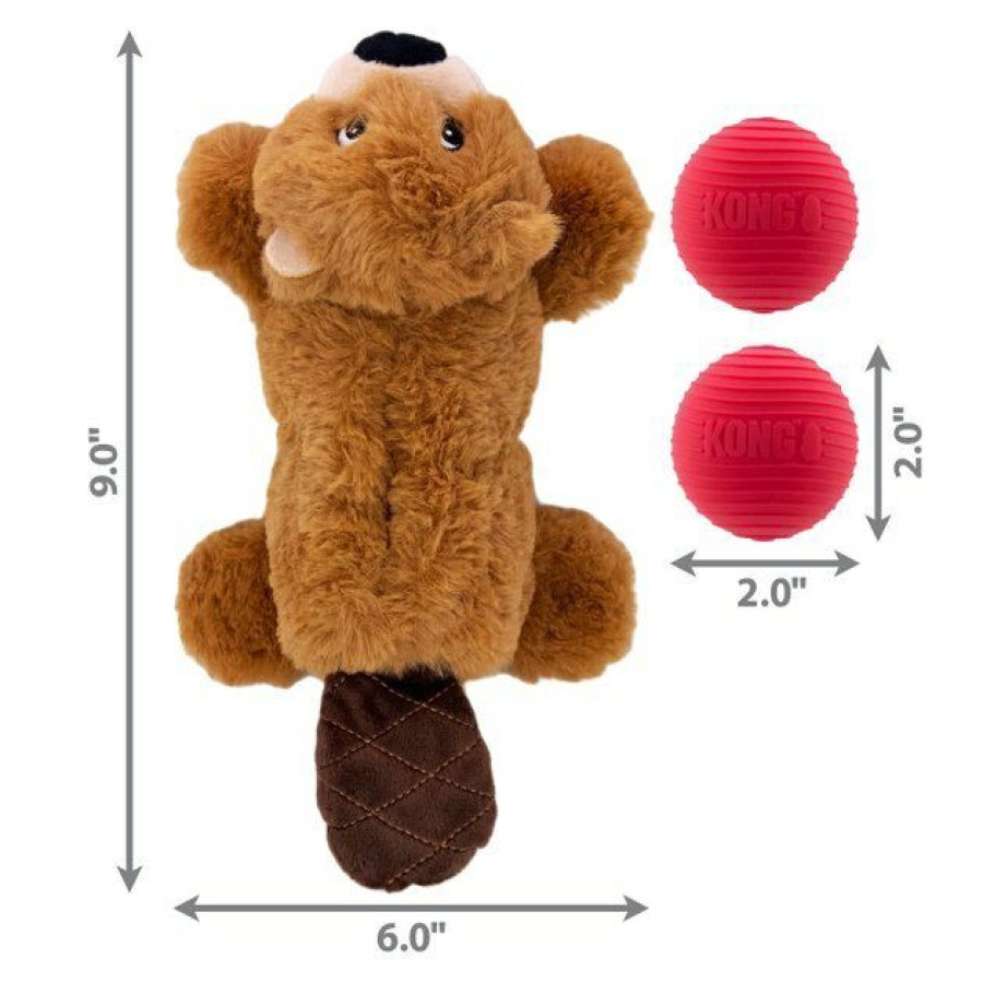 Dog Kong | Kong Cozie Pocketz Beaver Dog Toy, Brown