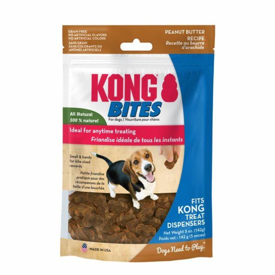 Dog Kong | Kong Bites Grain-Free Peanut Butter Dog Treats, 5-Oz Bag