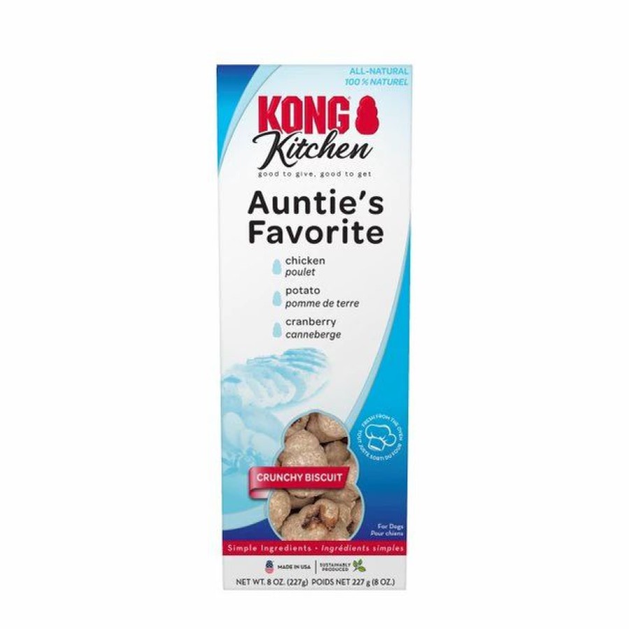 Dog Kong | Kong Kitchen Auntie'S Favorite Grain-Free Chicken Crunchy Biscuit Dog Treats, 8-Oz Box