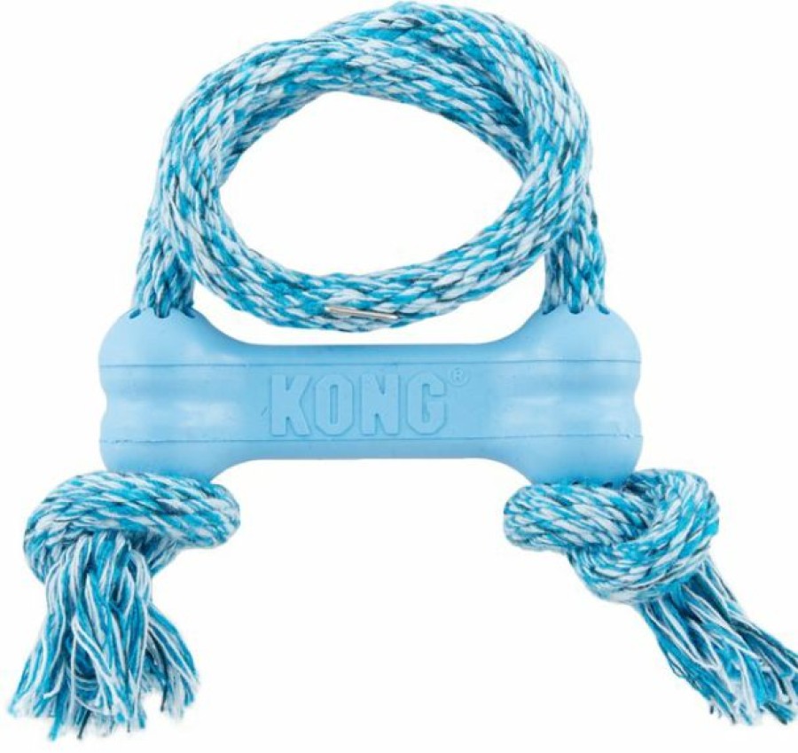 Dog Kong | Kong Puppy Goodie Bone With Rope Dog Toy, Color Varies